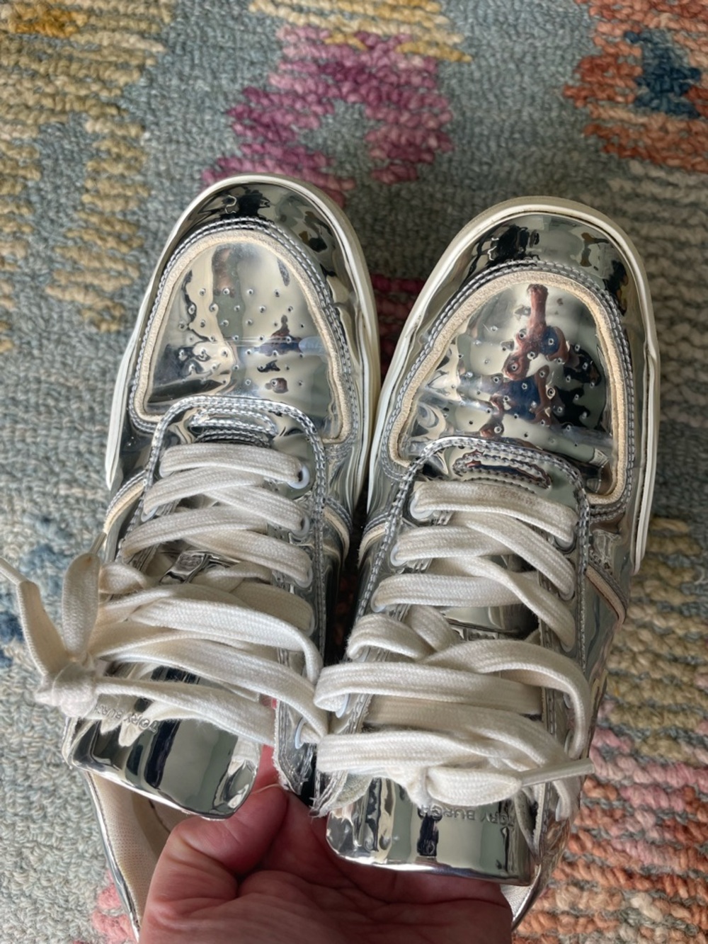 Tory Burch Clover Court Silver Sneakers Women 7.5 - Picture 13 of 13